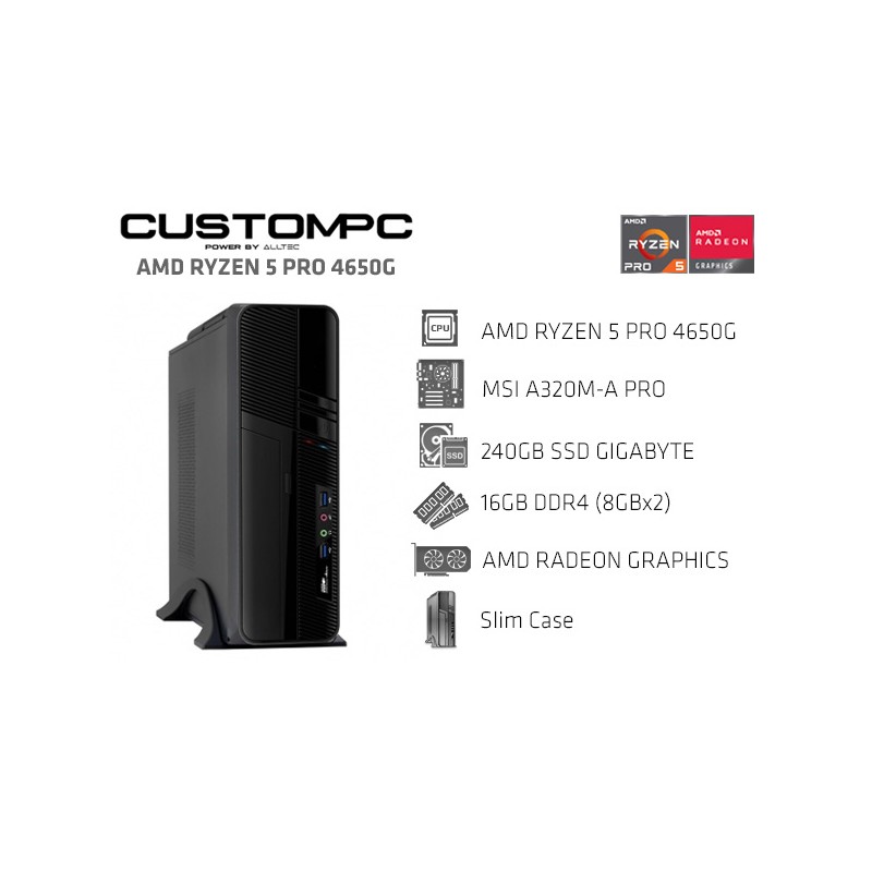 CUSTOMPC SLIM AMD RYZEN 5 PRO 4650G 16GB 240GB SSD RADEON