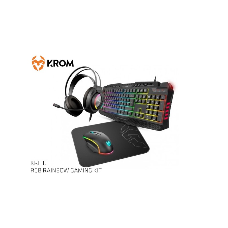 Auriculares ergonómicos para gaming con un micrófono e iluminación RGB  Kappa Krom