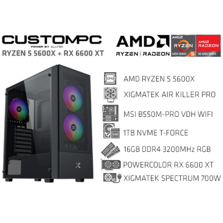 CUSTOMPC (AMD Ryzen 5 5600X): 16GB, 1TB NVME, RX 6600 XT
