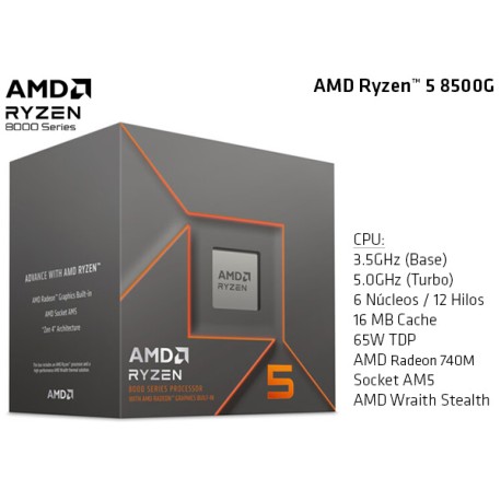 AMD RYZEN 5 8500G 3.5GHz (5.0GHz TURBO) SIX CORE (TDP 65W) (AM5) AMD RADEON 740M GRAPHICS