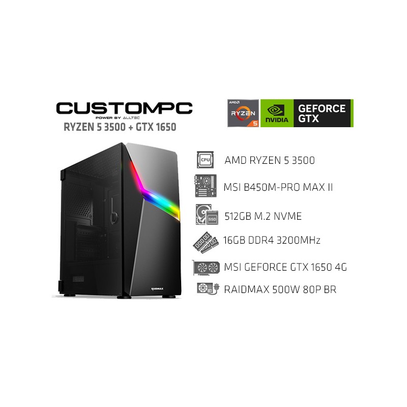 CUSTOMPC (AMD RYZEN 5 3500): 16GB,512GB NVME, GTX 1650